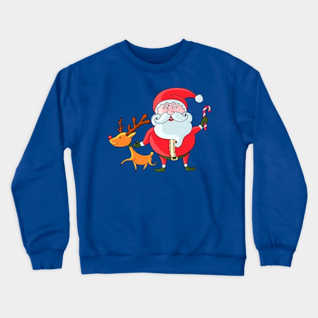 Santa with Rudolph Crewneck Sweatshirt by koolteas